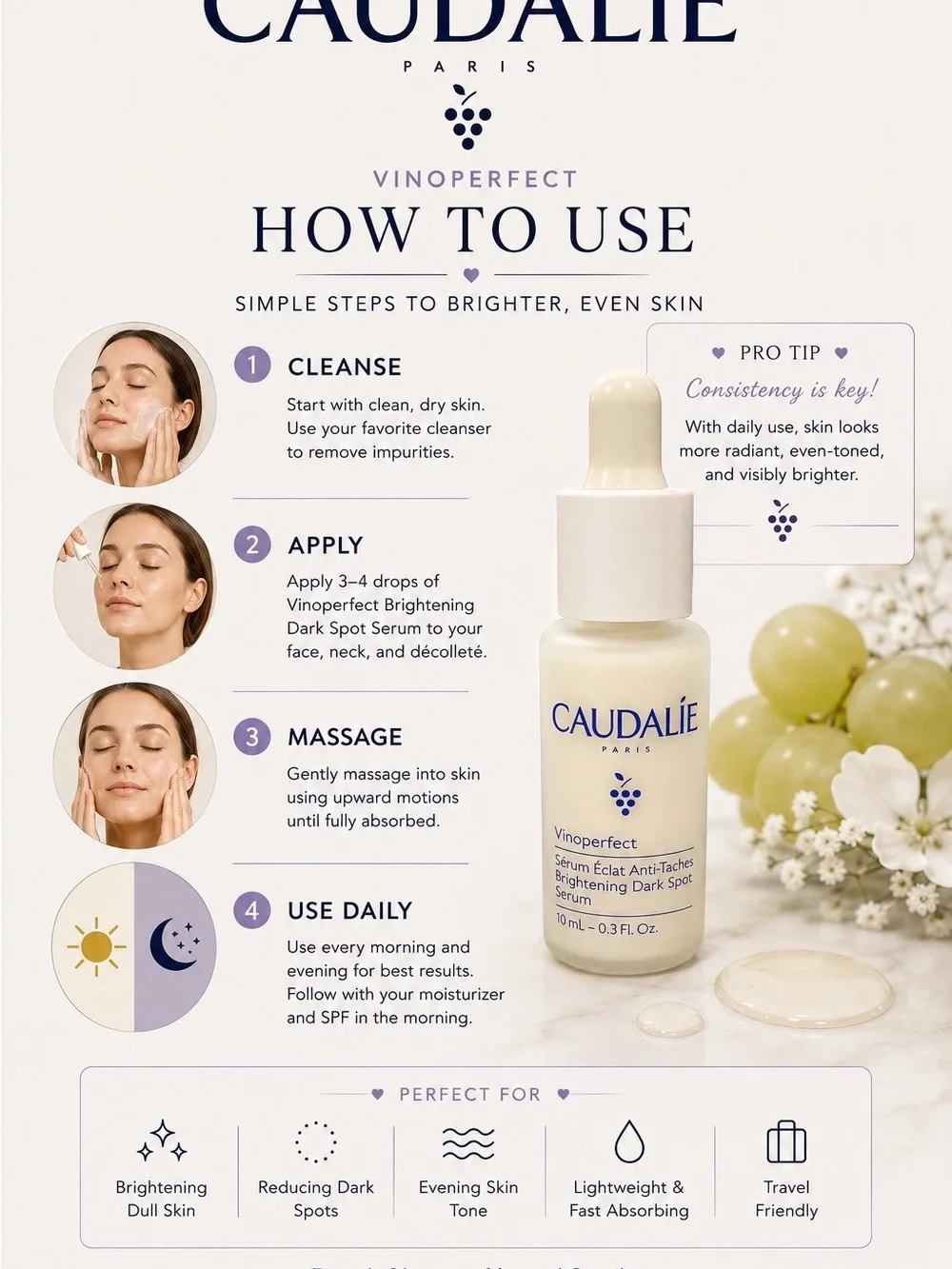 Caudalie Vinoperfect Brightening Dark Spot Serum 10ml Travel Size New